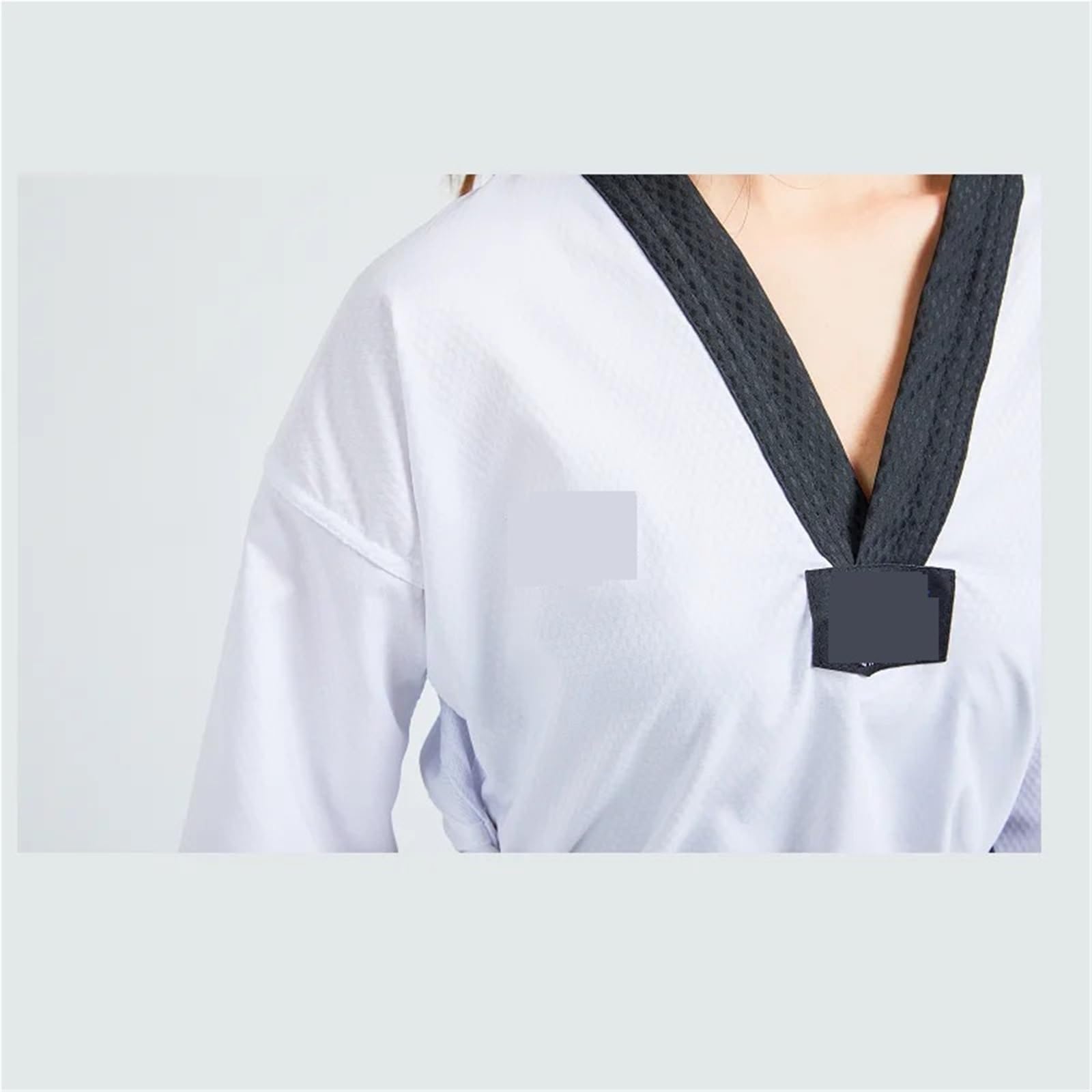 Ropa Uniforme de Taekwondo Blanco Conjunto de Judo de Karate Niños Adultos Unisex Panel de Malla Transpirable de Manga Larga para Entrenamiento