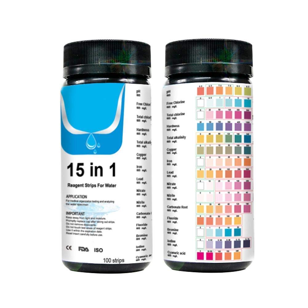 Buy 15 in 1 pool test strips, 100 pieces water test strips for hot tub