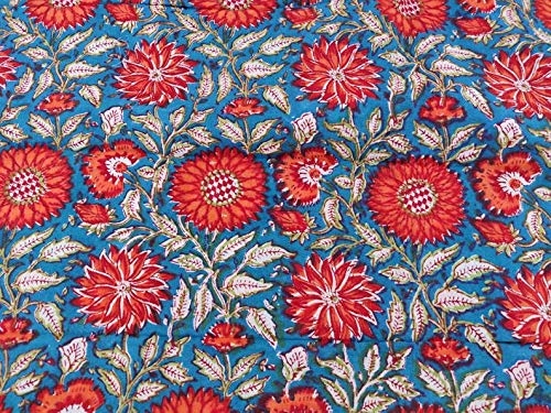 Tkanina bawełniana z nadrukiem blokowym Indyjska tkanina ręcznie drukowana tkanina bawełniana tkanina Yard Fabric Jaipuri Kurti drukowana tkanina na letnią sukienkę (10 jardów)