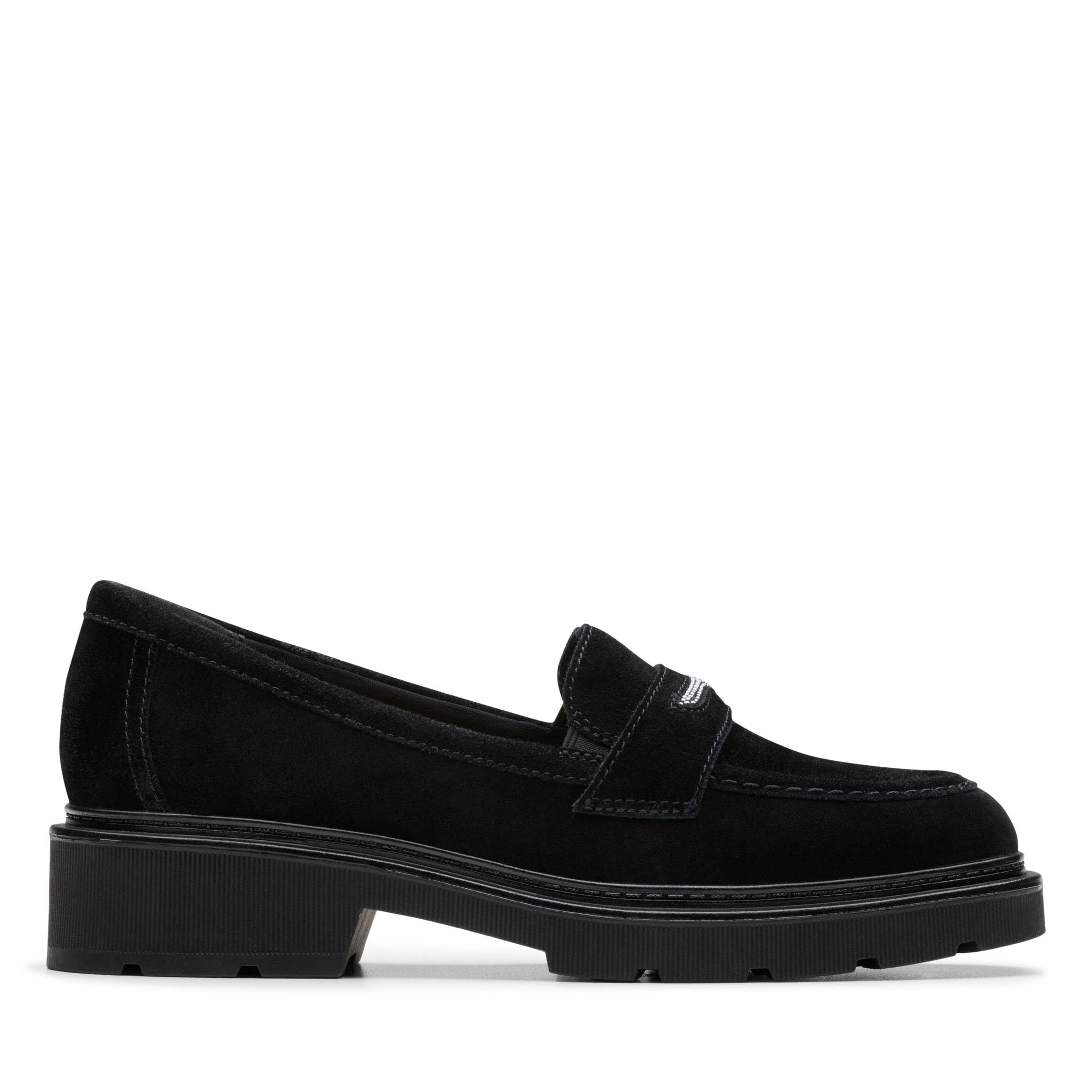 Clarks Lauryl Step Loafer damskie, Czarny zamsz, 9.5 Wide