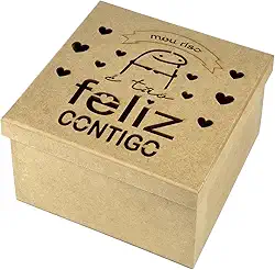Caixa Em Mdf Bento Flork Meme Corte a Laser Presente Surpresa Dia Dos Namorados Coração Festa na Caixa 20cm x 20cm x 10cm (MEU RISO É TÃO FELIZ CONTIGO)