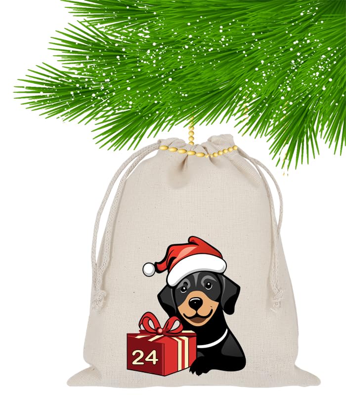 Adventskalender zum Befüllen, 24 Stoffbeutel, Bedruckt 20x15 Groß, Hund, Hunde, Weihnachten Geschenksäckchen, Säckchen, DIY Selber Befüllen, Weihnachtskalender