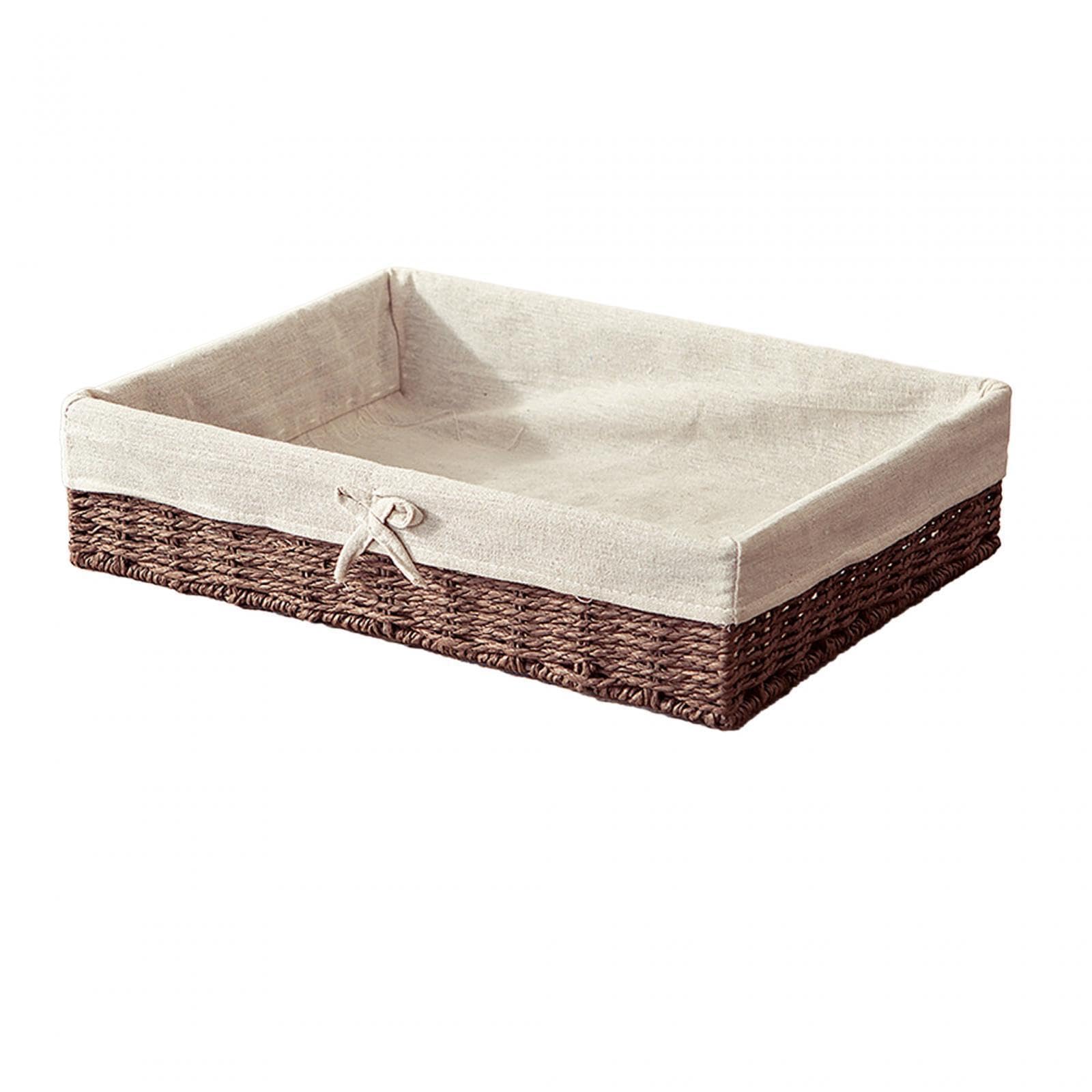 AMSLSIU Rectangular Organizer Bins With Fabric Liner Sound Solution To Organization In Any Home Offering Flexibility And Style HandWoven Storage Basket Plate Paper Rope Basket, 40x30x9cm