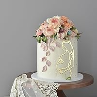 Vista 1 de Abstracto Arte Línea Mujer Embarazada Pastel Topper, Espejo Dorado, Baby Shower