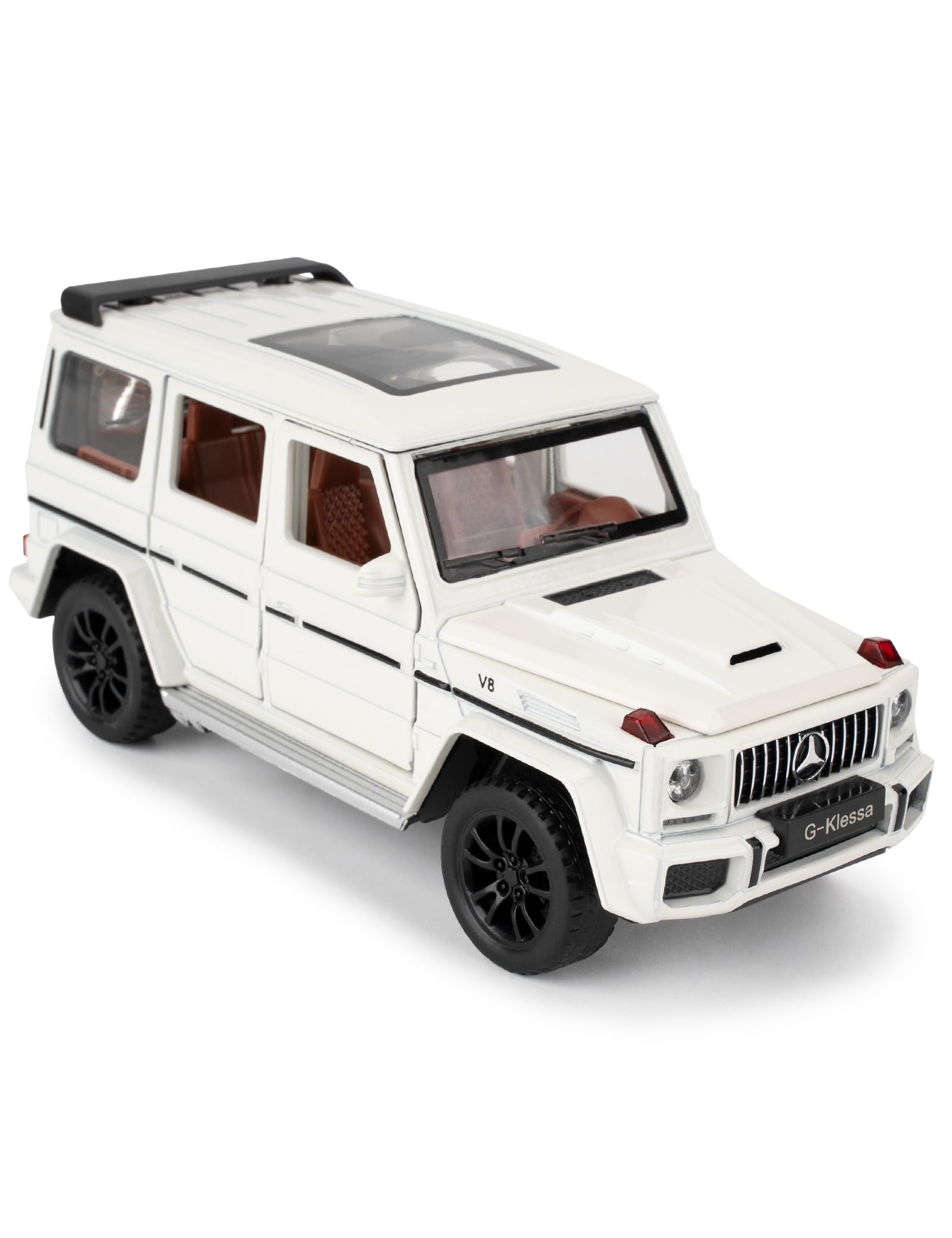 BGHSCA 1/32 Scale Car Model for G63 AMG Diecast Toy Vehicle, Collectible Zinc Alloy Pull Back Car Model with Sound and Light for Adult Boys Girls 3 4 5 6 7 8White