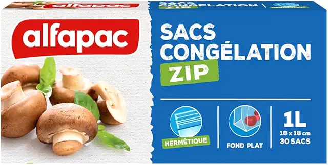Sacs Congélation Alfapac - Fermeture Zip Hermétique - Fabriqués en France - 30 x 1L