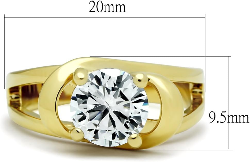 Marimor Jewelry 2.0 Carat Round Brilliant Cut Cubic Zirconia 14K Gold Plated Engagement Ring Women's Size 5-10