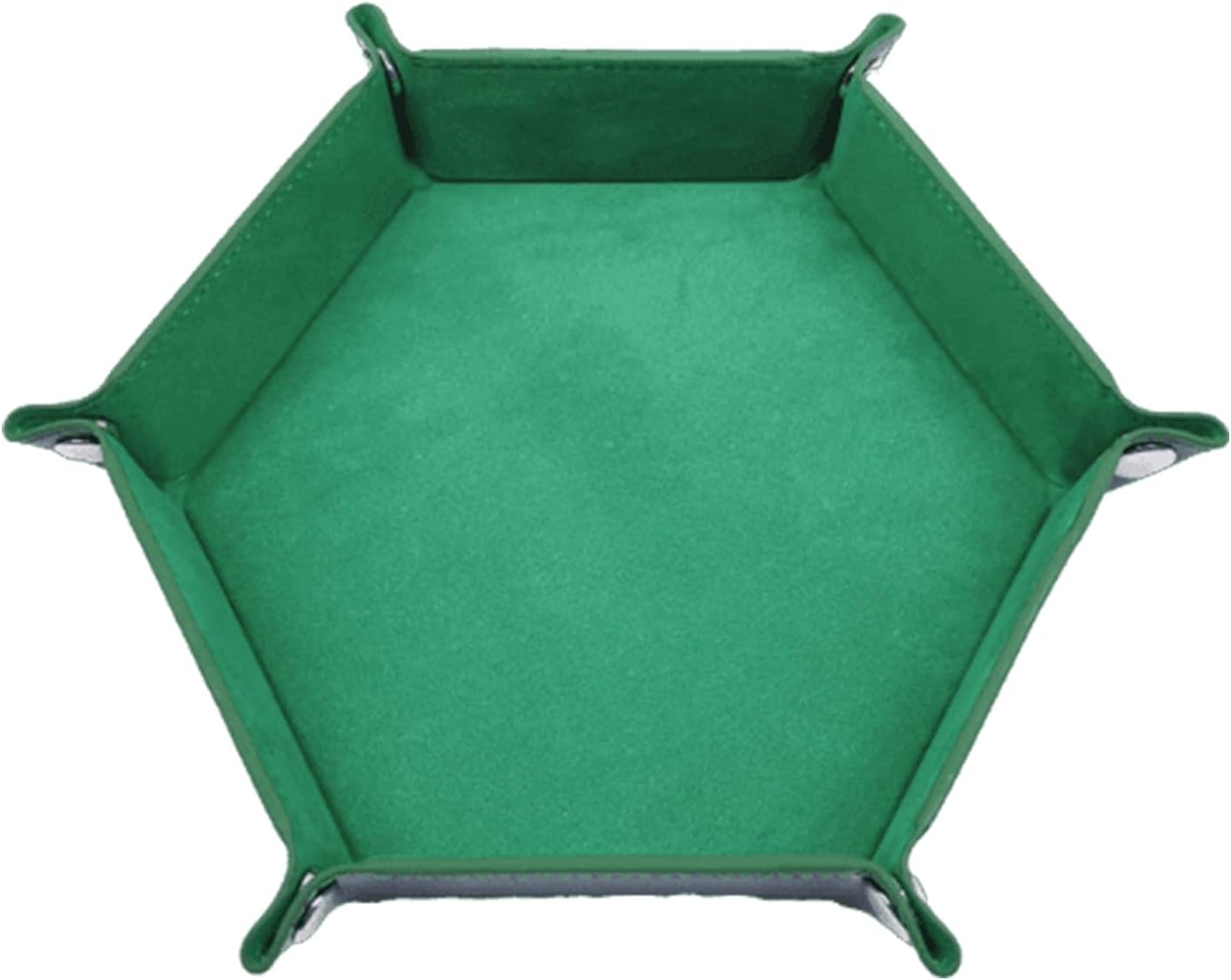 Cuawan Folding Hexagon Dices Tray PU Leather Velvets Dices