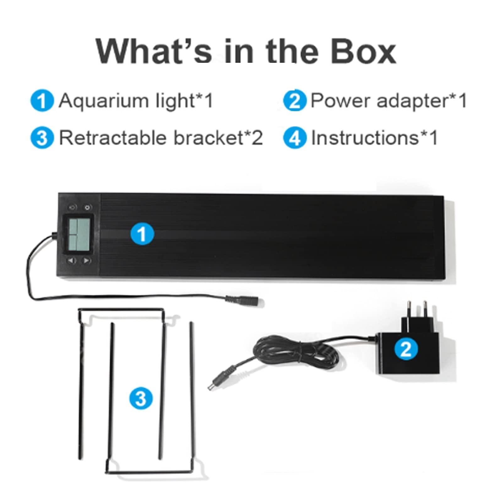 Temporizador de luz de Acuario Luz de Acuario de Espectro Completo 18W-24W Moonlight Sunrise Sunset Aqua Plant Grow Led Extensible para peceras Controlador con Cable con Monitor LC