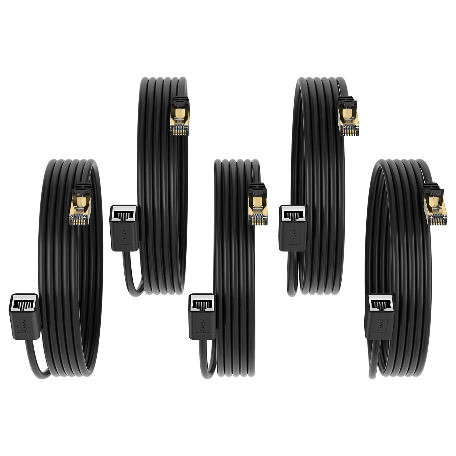 J&D Câble Ethernet Cat6 0,9 m (lot de 5), RJ45 Plaqué or, 10Gbps pour Gaming/Streaming/Réseautage, Intérieur et Extérieur