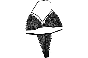 Women's Floral Lace Sheer Lingerie Sets Criss Cross Bra and Strappy Panty...