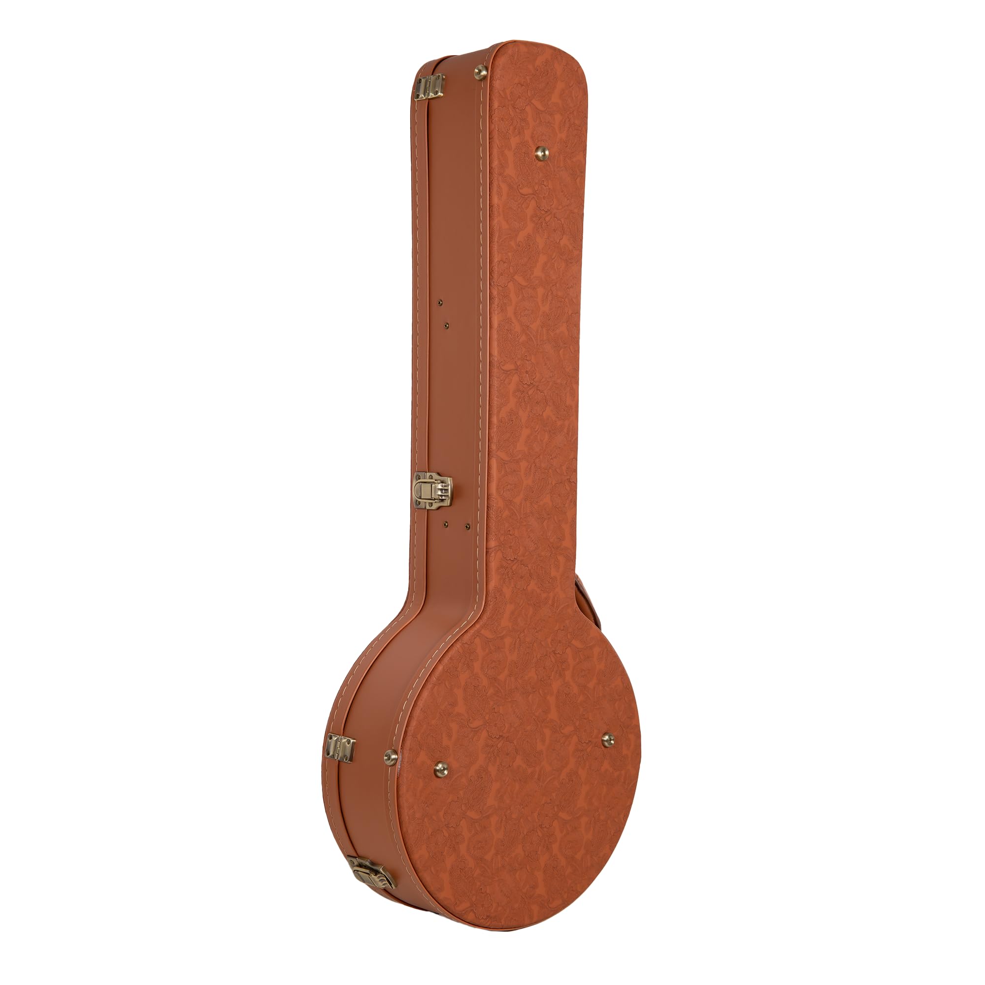 Crossrock Custodia in Legno Serie Relief per Banjo 5 Corde con Risonatore | Finitura Carved Red Wood, Interno in Velluto Avorio, Serratura – Guscio Rigido Premium