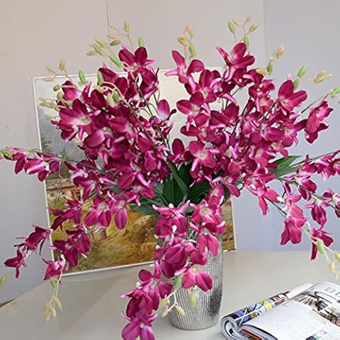 Artificial Cymbidium Flowers DIY Flowers Branch Wedding Party Decoration Home Headmade Scrapbooking Accessories, 1pcs Purple Cover
