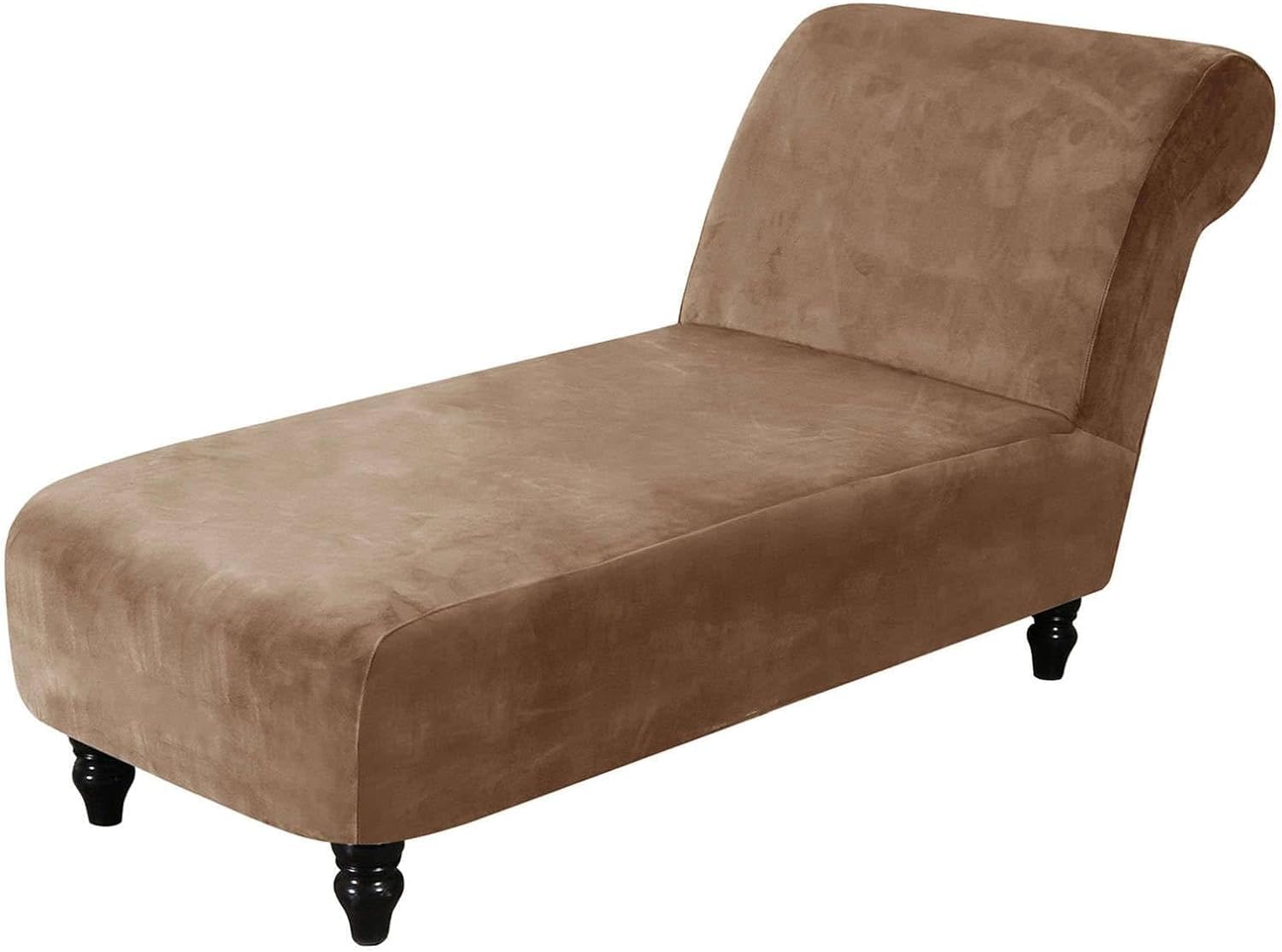 YOPOIY Chaise Lounge Cover Indoor Velvet, Washable Soft Armless Lounge Chaise Slipcover Stretch Non Slip Chaise Chair Covers (coffee,one size)