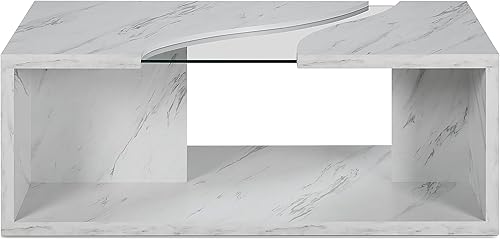 Miniatura 8 de 247 Shop at Home Jasper - Mesa auxiliar moderna de 48 pulgadas con mesa de cristal, escritorio rectangular bajo, gran almacenamiento, sala de