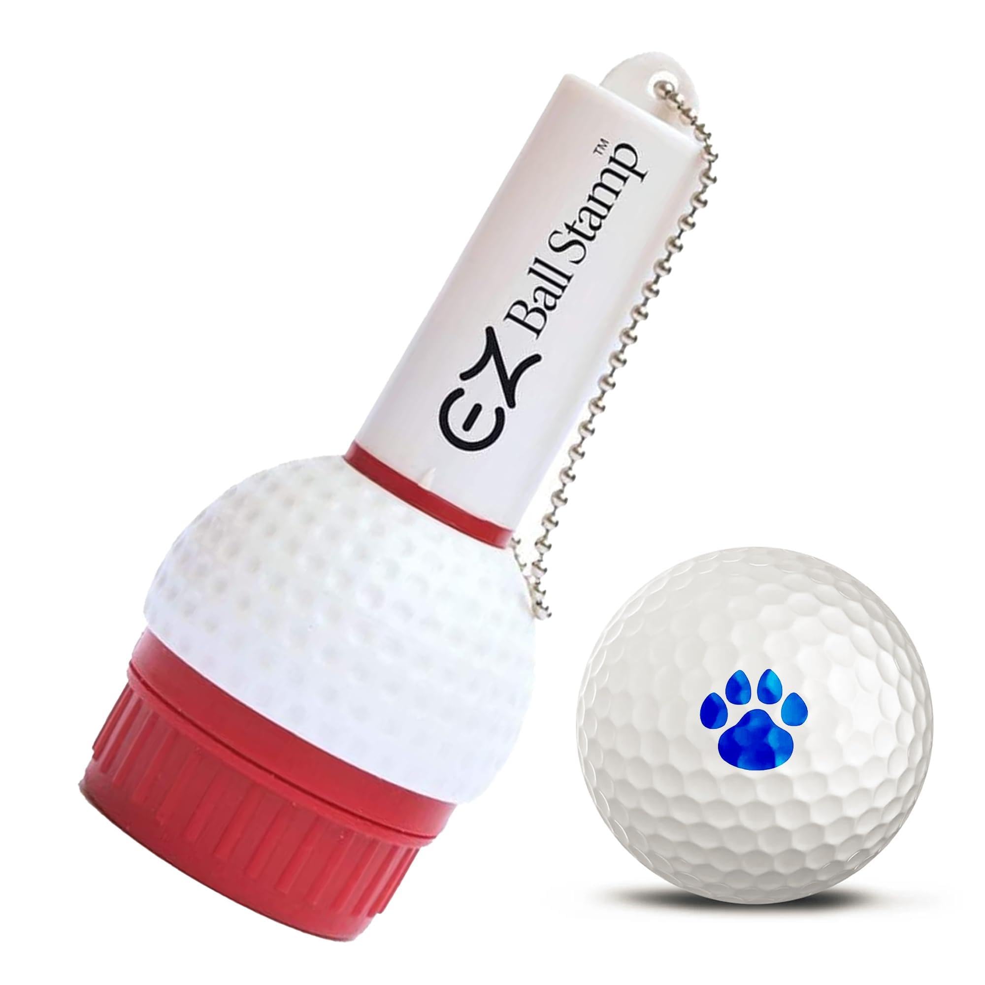 EZ Ball Stamp Golf Ball Stamp/Stamper - Ultra Quick Drying, Smear Free Ink Marker to Personalize Your Ball (Blue Paw)