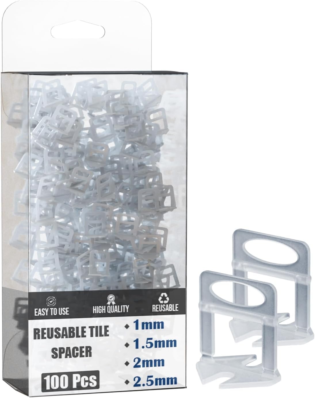 Ledsone 1.5Mm Tile Leveling System 100Pcs For Professional Ceramic And Stone Installation,The Tiles Leveler Clips, Tiling Tools Spacers Plastic Clips For Wall Floor (1.5Mm)
