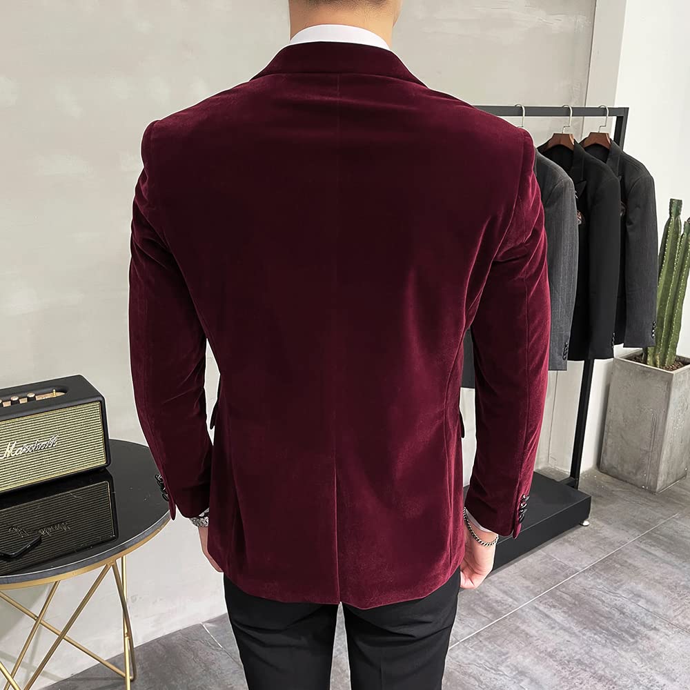 Uomo 2-Pezzo del Vestito Un Pulsante Giacca di Velluto e Pantaloni Solidi Neri