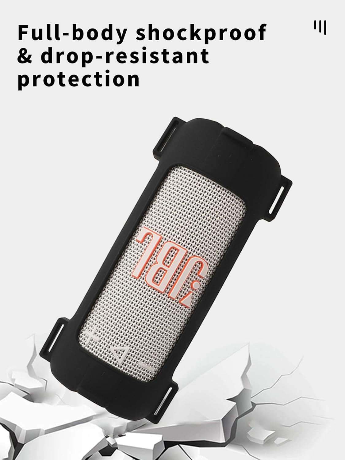 Case for JBL Grip Portable Bluetooth Speaker,Soft Protective,Silicone Case Cover with Shoulder Strap and Carabiner(Black) - Image 4