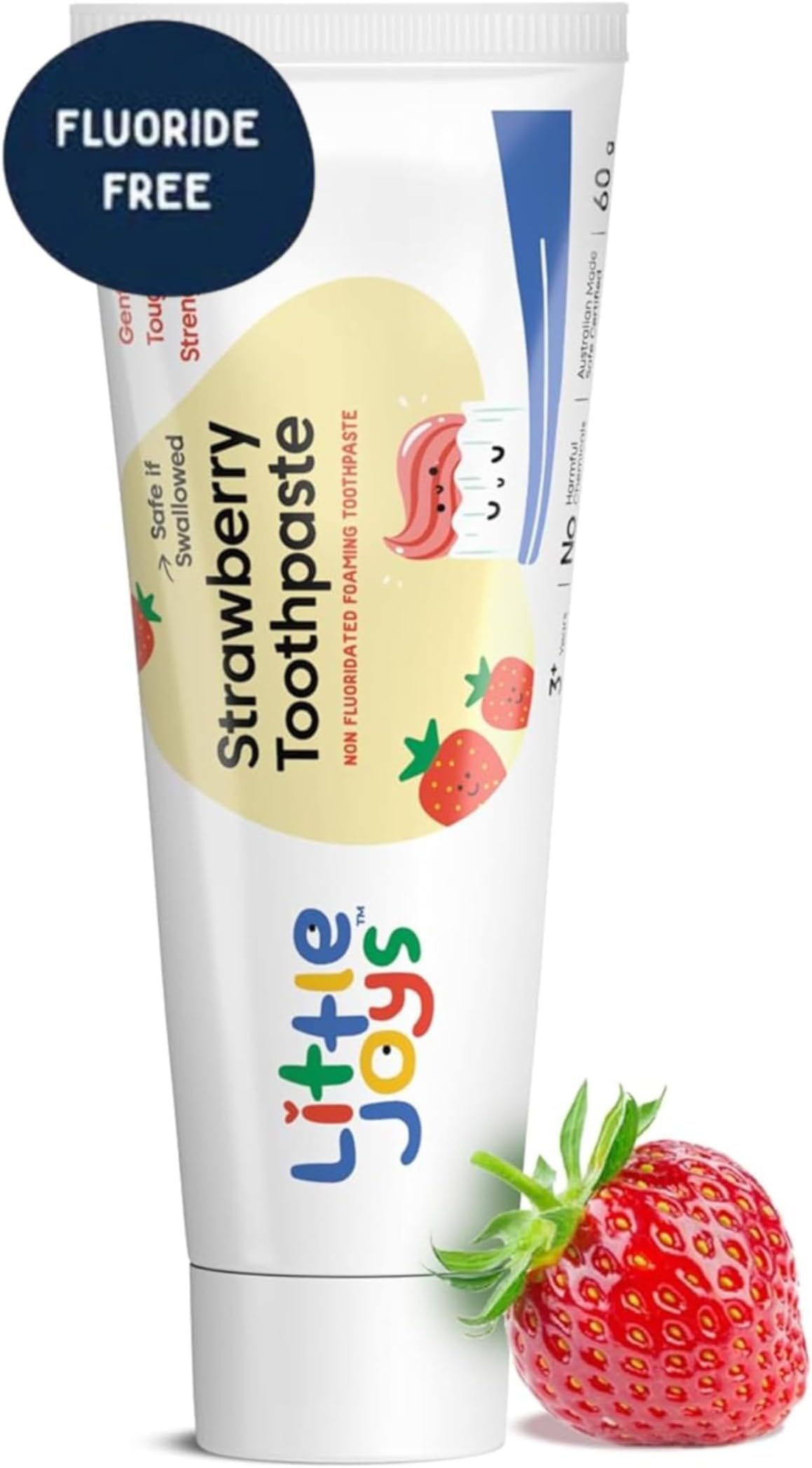 Little Joys Strawberry Flavour Toothpaste For Kids (2-5 Yrs) | Removes Germs & Bacteria | Strengthens Gums & Whitens Teeth | 60 gm