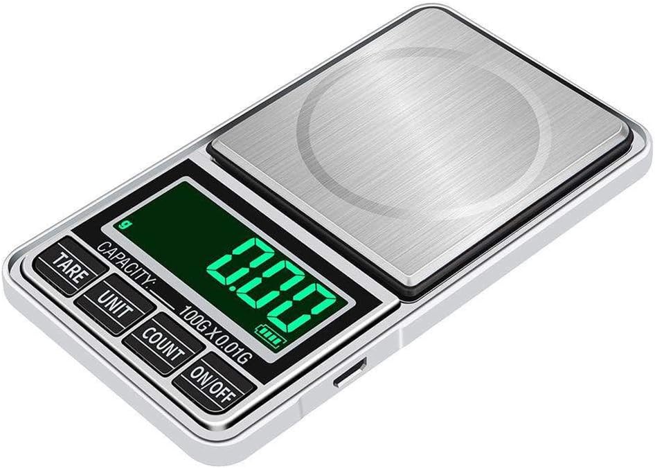 Digital Pocket Weight Mini Precision Balance KingTo High Precision Scale Stainless Steel Mini Food Electronic Scales Jewelry Scale Gold Diamond Balance Scale 100g/0.01g USB Powered