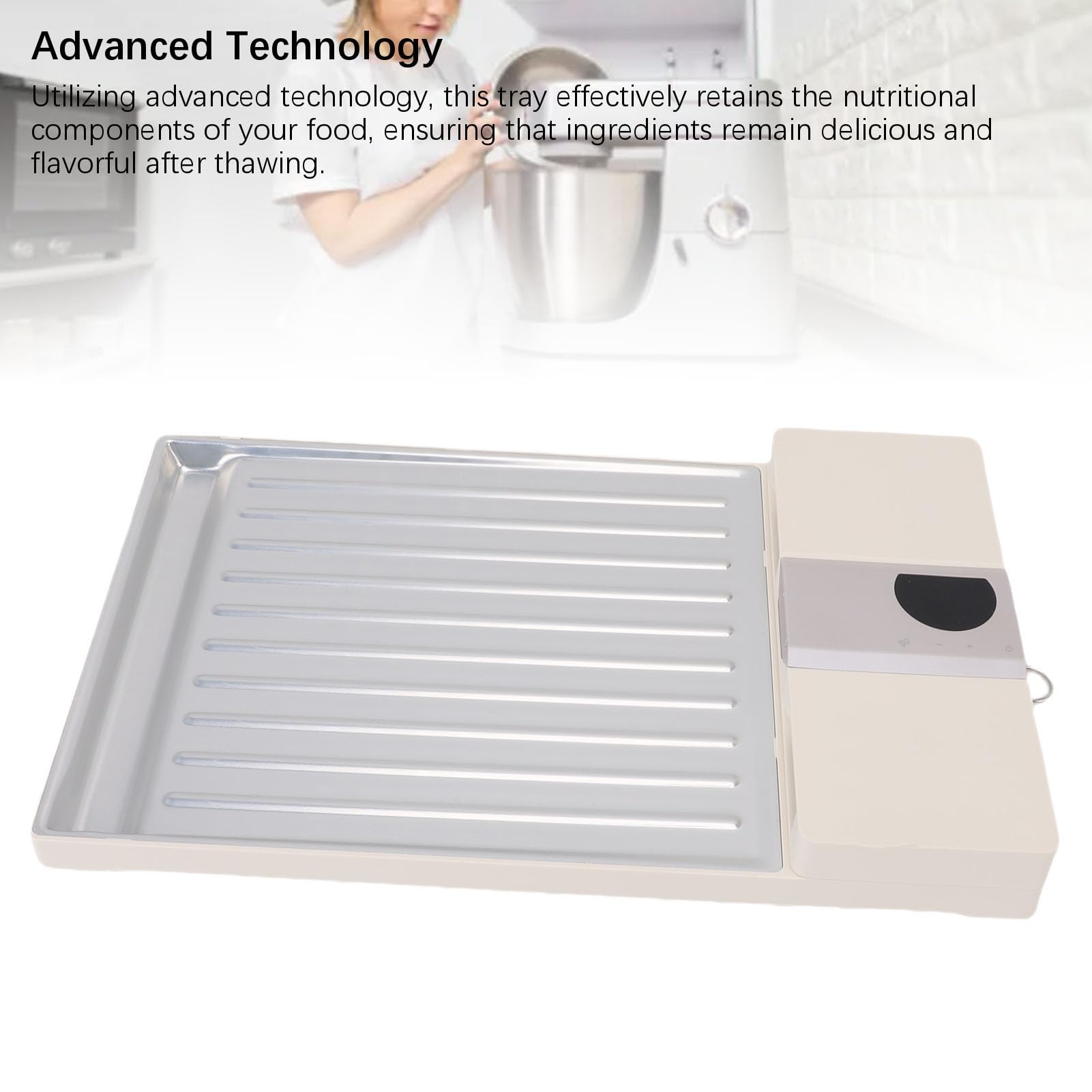 Generic Vassoio di Scongelamento Elettrico Ricaricabile Sicuro Scongelamento Rapido della Carne per Carne Congelata e Pollame Realizzato in Lega di Alluminio ABS 24x39,5 Cm