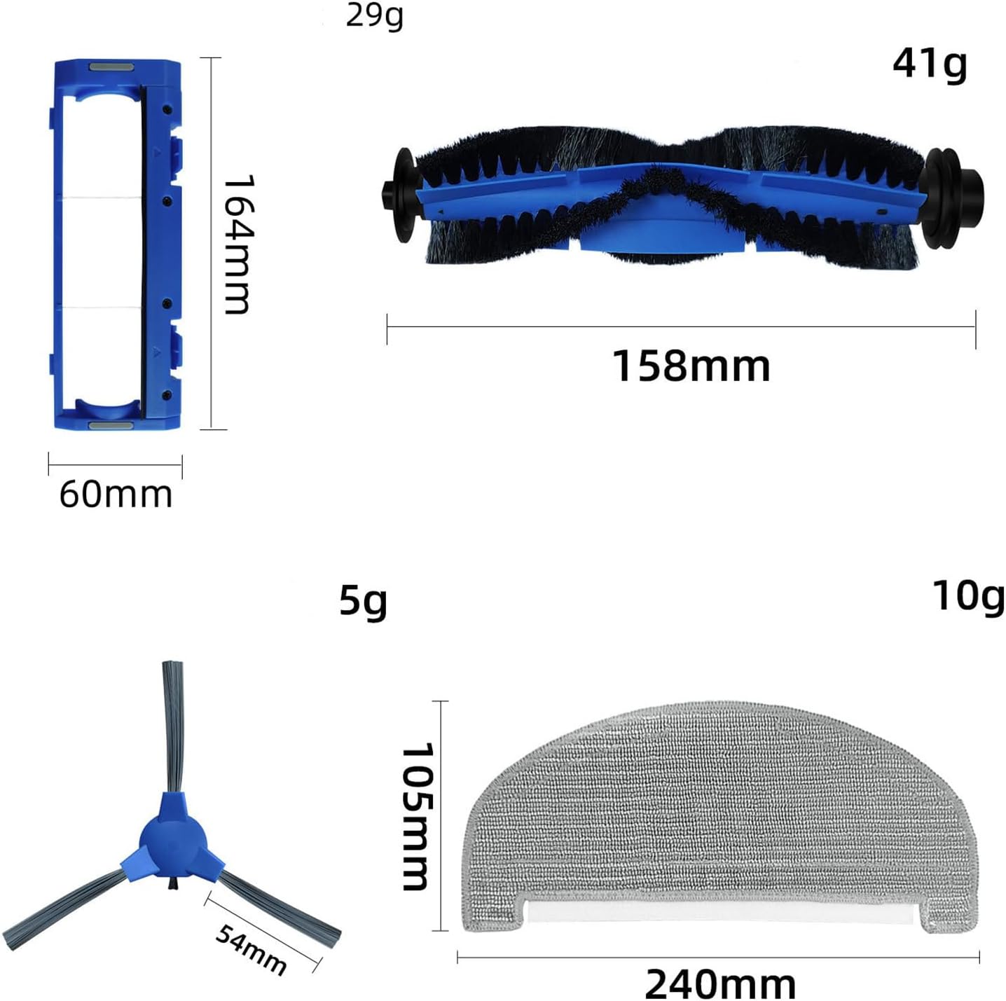 Robot Vacuum Cleaner Replacement Parts for Eufy G40 G40 Hybrid+ Accessories Kit with 8 Side Brushes