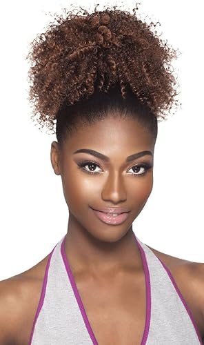 Outre Drawstring Ponytail Big Beautiful Hair 4A KINKY (2T1/30) Marrón Oscuro Topped Negro Azabache y Caoba Claro 2T1/30,2T1/BU,Marrón oscuro 2,Negro