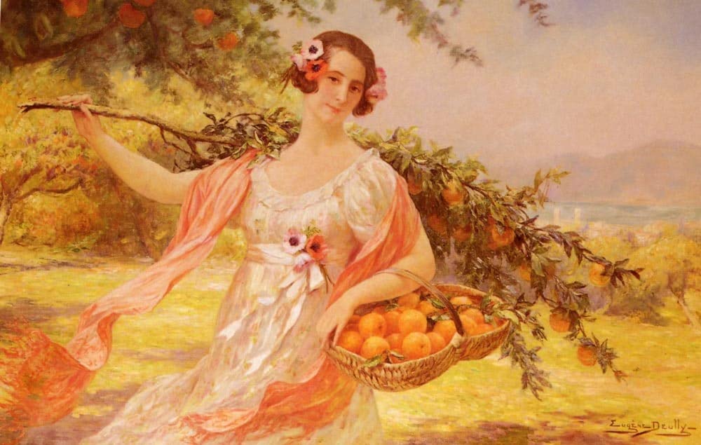 Impression d'art mural femme oranges de Eugène Deully toile de maître - 5