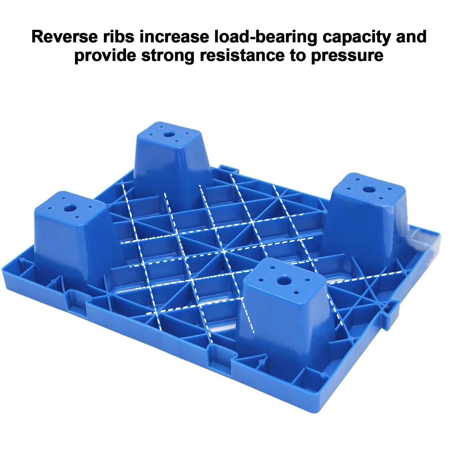 Pallet impilabili in plastica leggera HDPE resistente all'umidità, capacità di carico statica, ideale per garage, magazzini, cantine, magazzini, cantine, stoccaggio (blu, 40 x 40 x 10 cm)