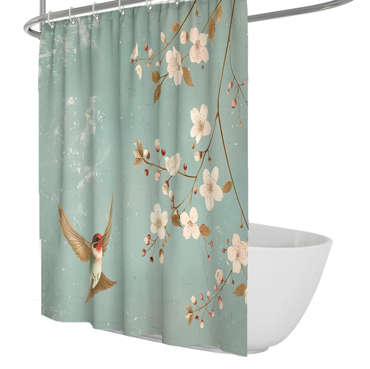 Rideau de Douche Arbre Fleuri Oriental Vintage 200 x 220 cm