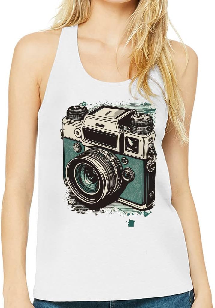 Vintage Camera Women's Racerback Tank - Unique Tank Top - Retro Workout Tank