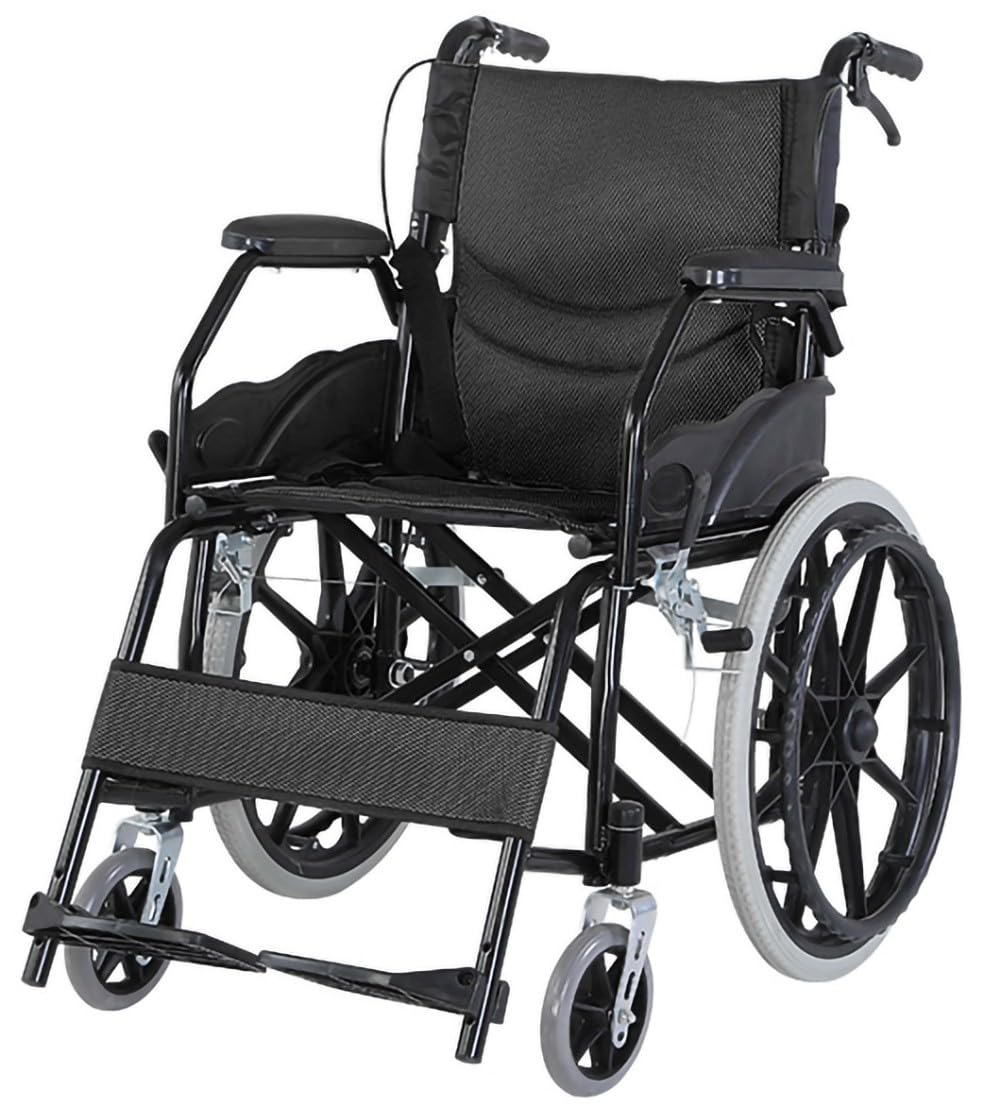 SXSLTSA Transport Wheelchair with Seat, Folding Transport Chair for Adults And Seniors with Reversible Soft Backrest And Footrests Lightweight Portable Wheelchair with Hand Brake D