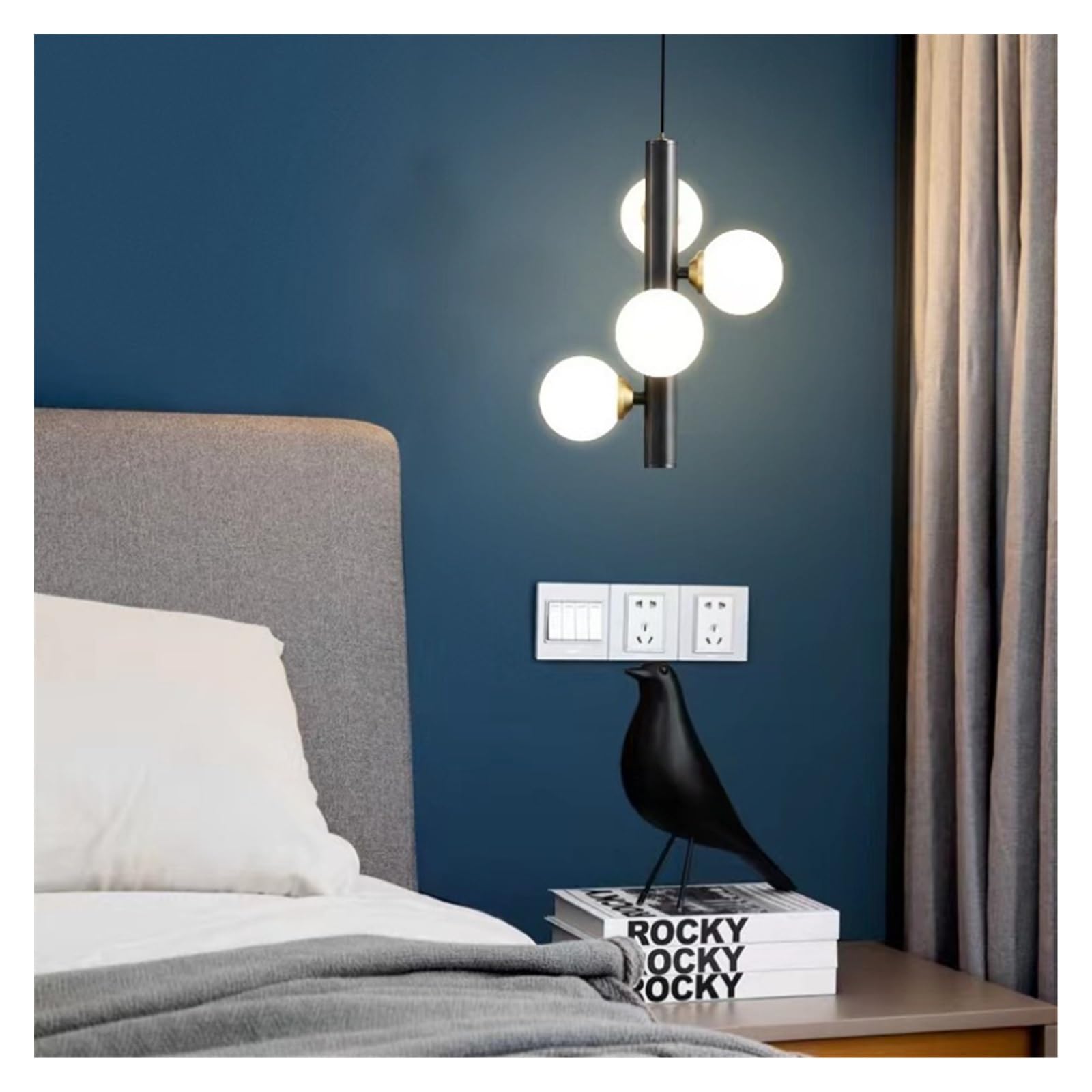 Lustre LED moderne, suspension spirale noire style nordique pour table de chevet et café