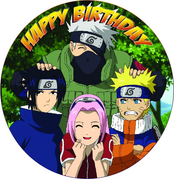 7.5 Inch Edible Cake Toppers – Anime Ninja Inspired Birthday Party Collection of Edible Cake Decorations