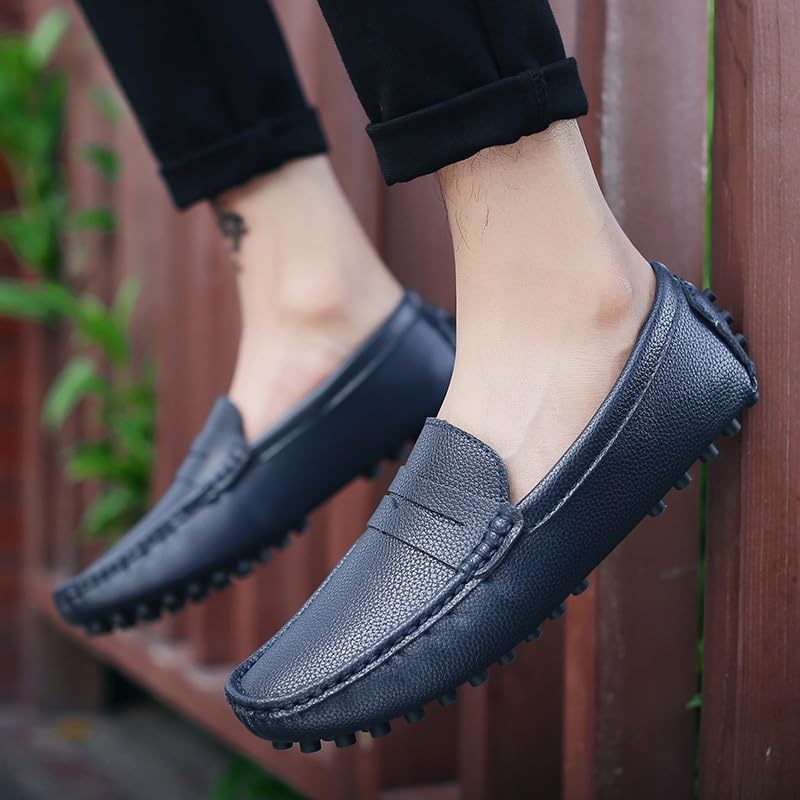 Mens Loafers Shoe Square Toe PU Leather Penny Driving Loafers Anti-Slip Flexible Flat Heel Party Walking Slip On3