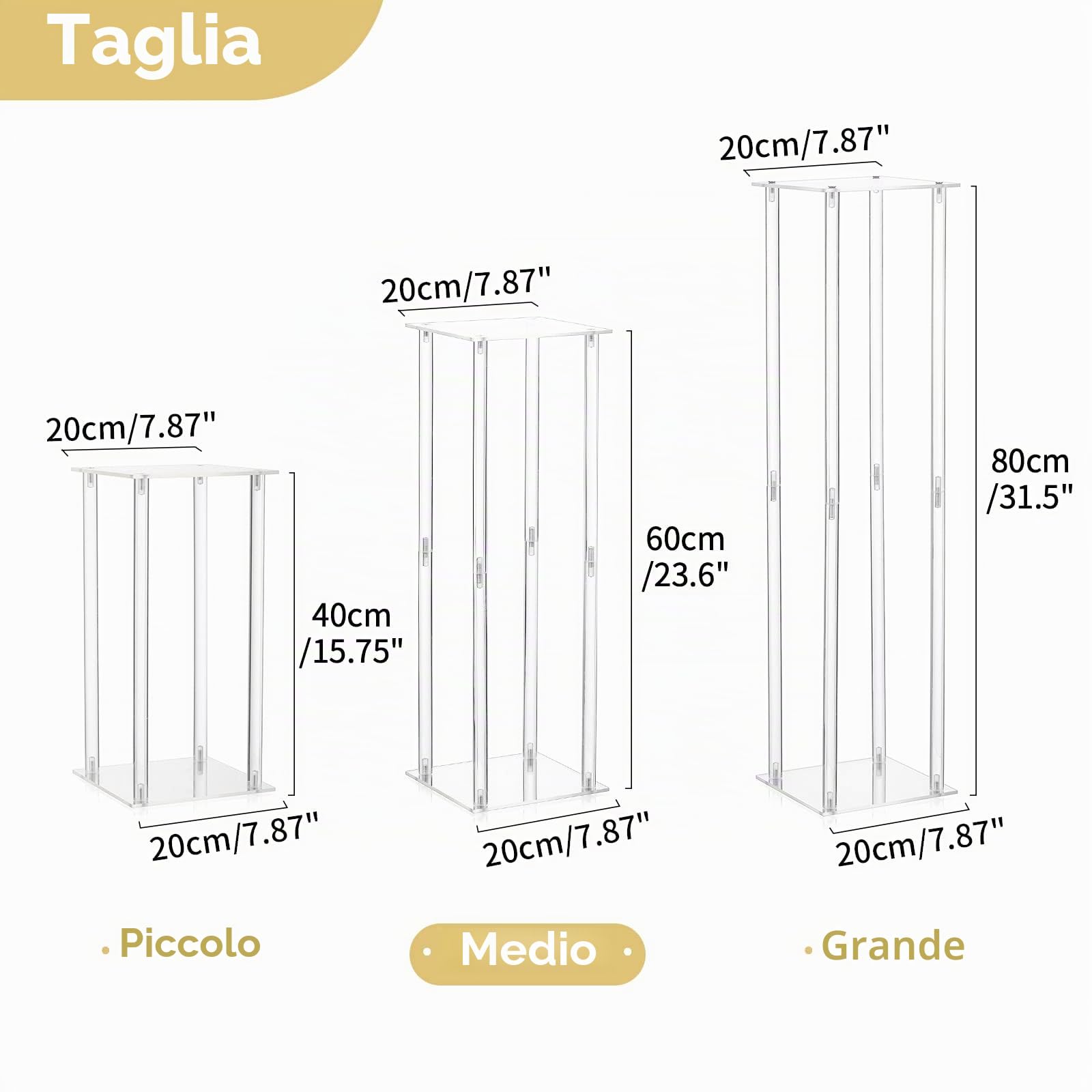 Nuptio Centrotavola Matrimonio Vasi Acrilici - 2 Pezzi 60cm Altezza Vaso Fiori Fioriere Stand per Decorazioni Tavoli Festa Eleganti Decorazioni per Matrimoni Sfusi Tavolo Centrotavola Geometrici
