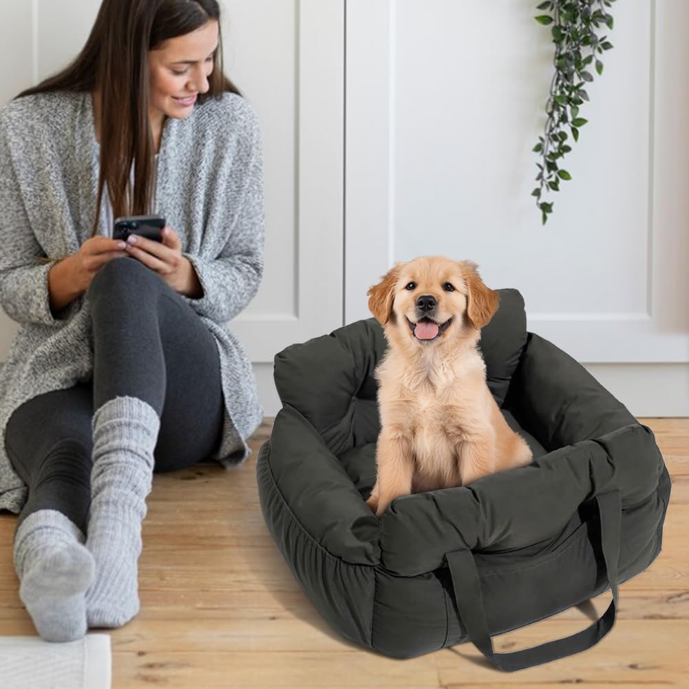 Zmywalny fotelik samochodowy dla psa z pasem (5 kg) zielony M