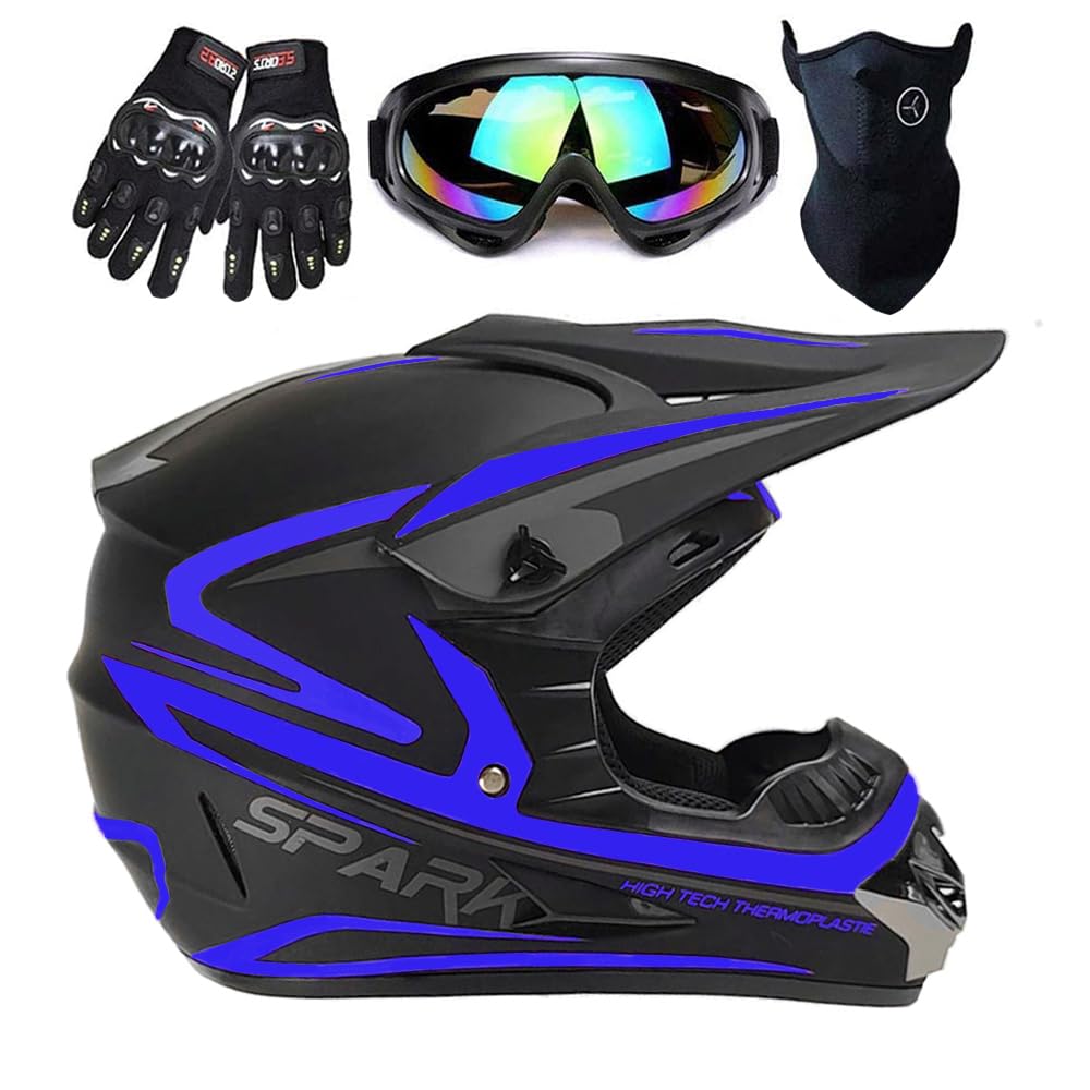 TTMiku DOT Youth Kids Motocross Helmet, Unisex Off-Road Dirt Bike ATV BMX MX Downhill Street Ride Motorcycle Helmet Goggles Gloves Mask