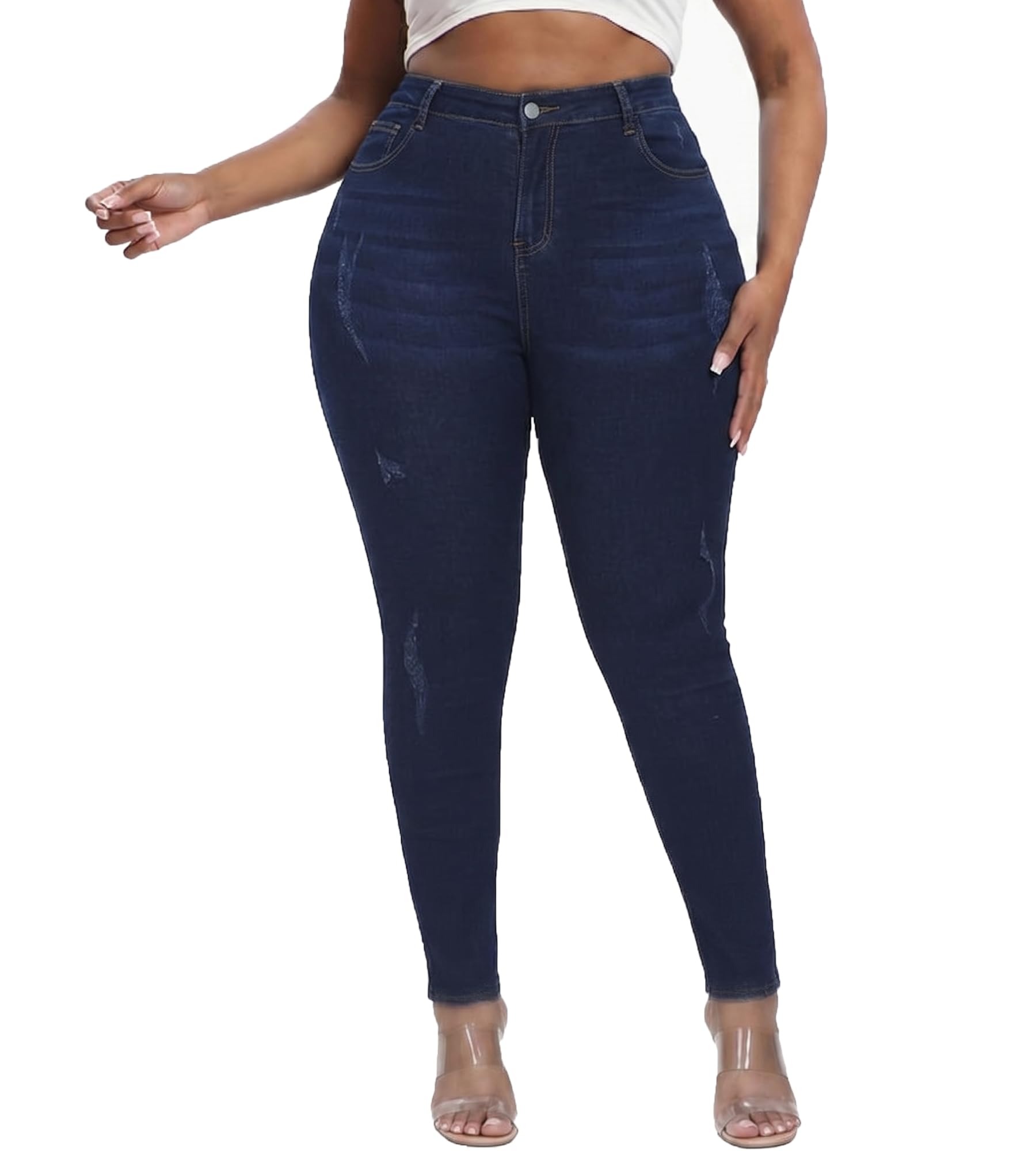 Gocolloa Women's Plus Size Skinny Jeans