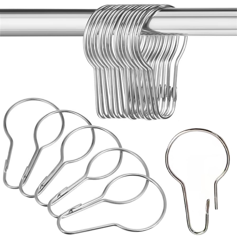 WIOOYIUU カーテンフック カーテンリング 金属製 カーテンレール フック カーテンランナー クリップ レール ランナー ふっく 浴室用 葫芦型 シャワーリング 67×38mm 20個セット 取付簡単