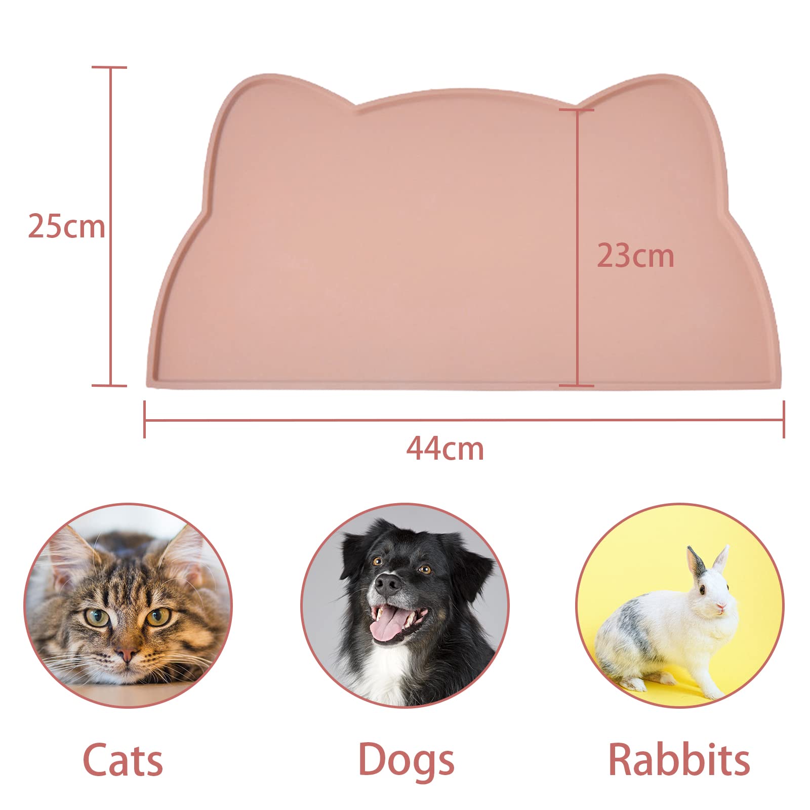 septillar Tappetino Ciotola Cani e Gatti, Antiscivolo Silicone Tappetini Cibo Tappetino Sottociotola Impermeabile (Rosa tè)