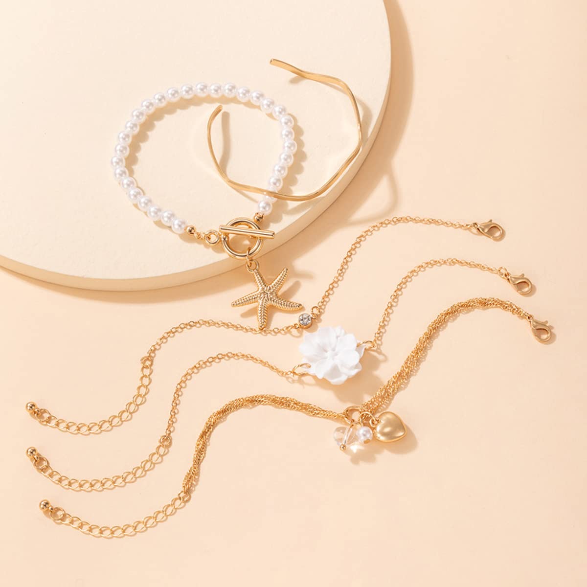 Gold-Toned Stackable Bracelet Set, 5 Pieces