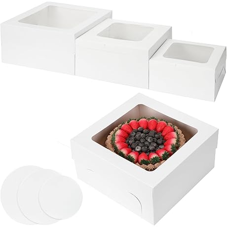 12x12x5 White Cake Box with Window