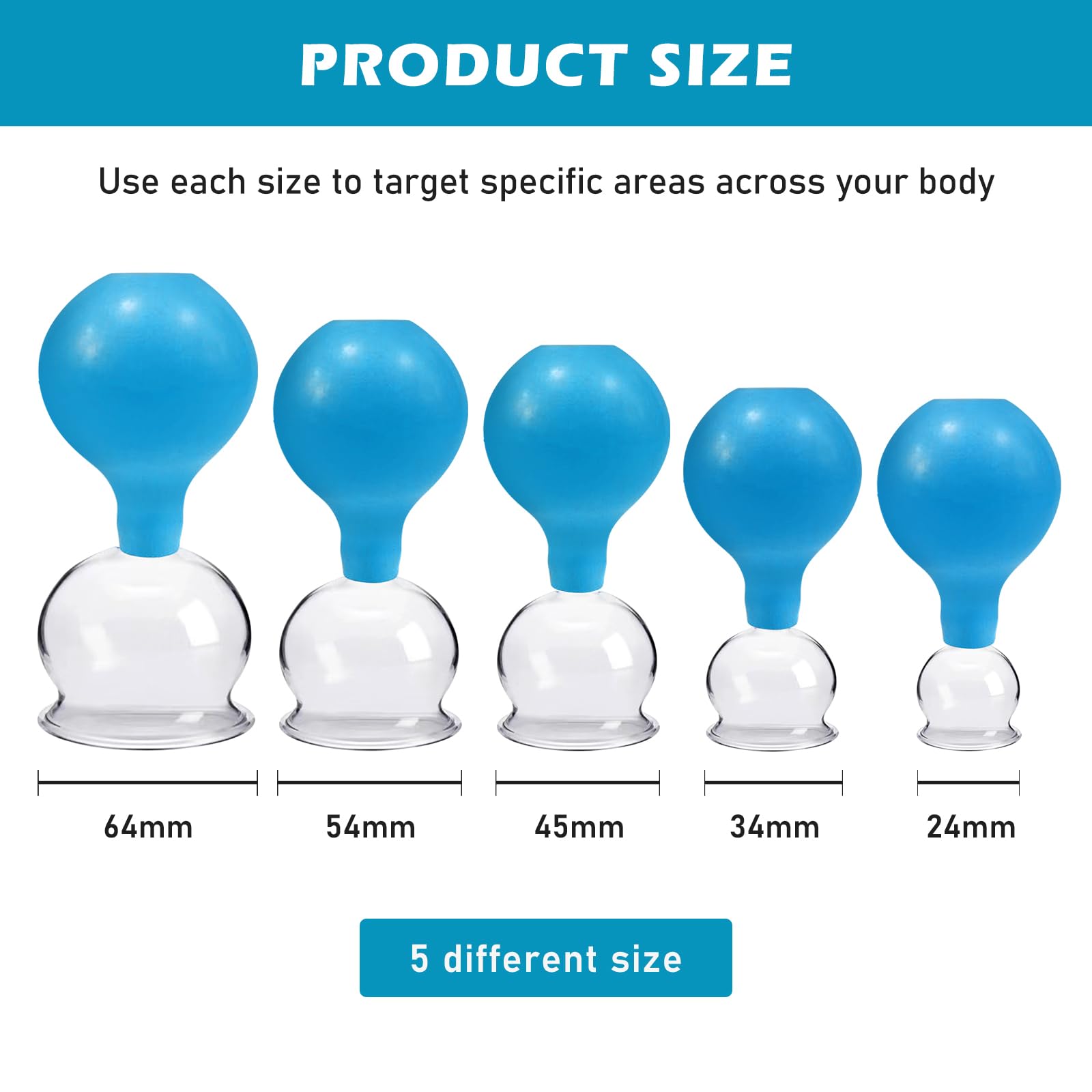 Nizirioo Lot De 5 Ventouses En Verre, Ventouses En Silicone, Ventouses De Massage Sous Vides, Ventouses En Verre Avec Boule Silicone Pour Massage De La Tête Du Cou, Du Visage, Du Corps