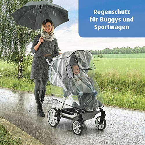Reer RainCover Active Regenschutz, für Buggys und Sportwagen, Grau/Schwarz, 1 Stück (1er Pack)