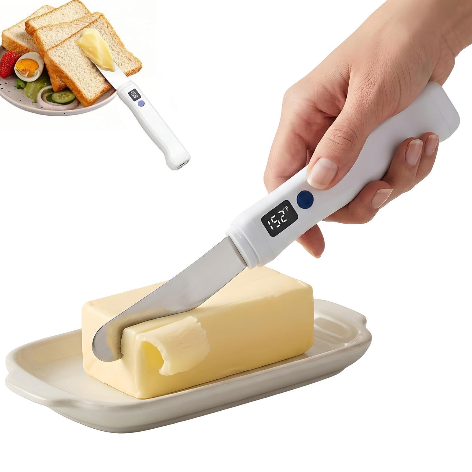 Eoweiot Electric Heated Butter Knife, Electric Butter Spreader with Smart Digital LED Display & Adjustable Temperature,Heating Butter Spreader
