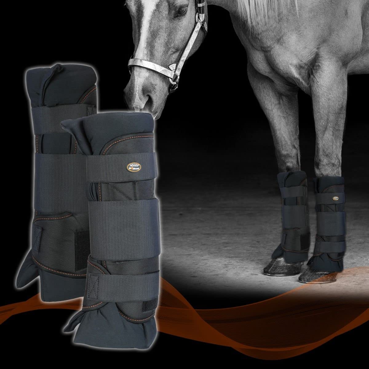 Horses Stable Boots Bio Ceramic Negro S, protectores para caballo, seguros y resistentes, cómodos y prácticos, fabricado en Italia