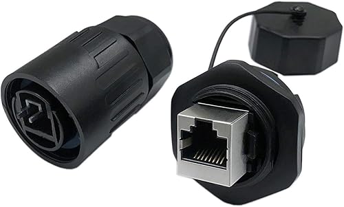 CERRXIAN RJ45 hembra a hembra acoplador conector impermeable con tapa (negro)