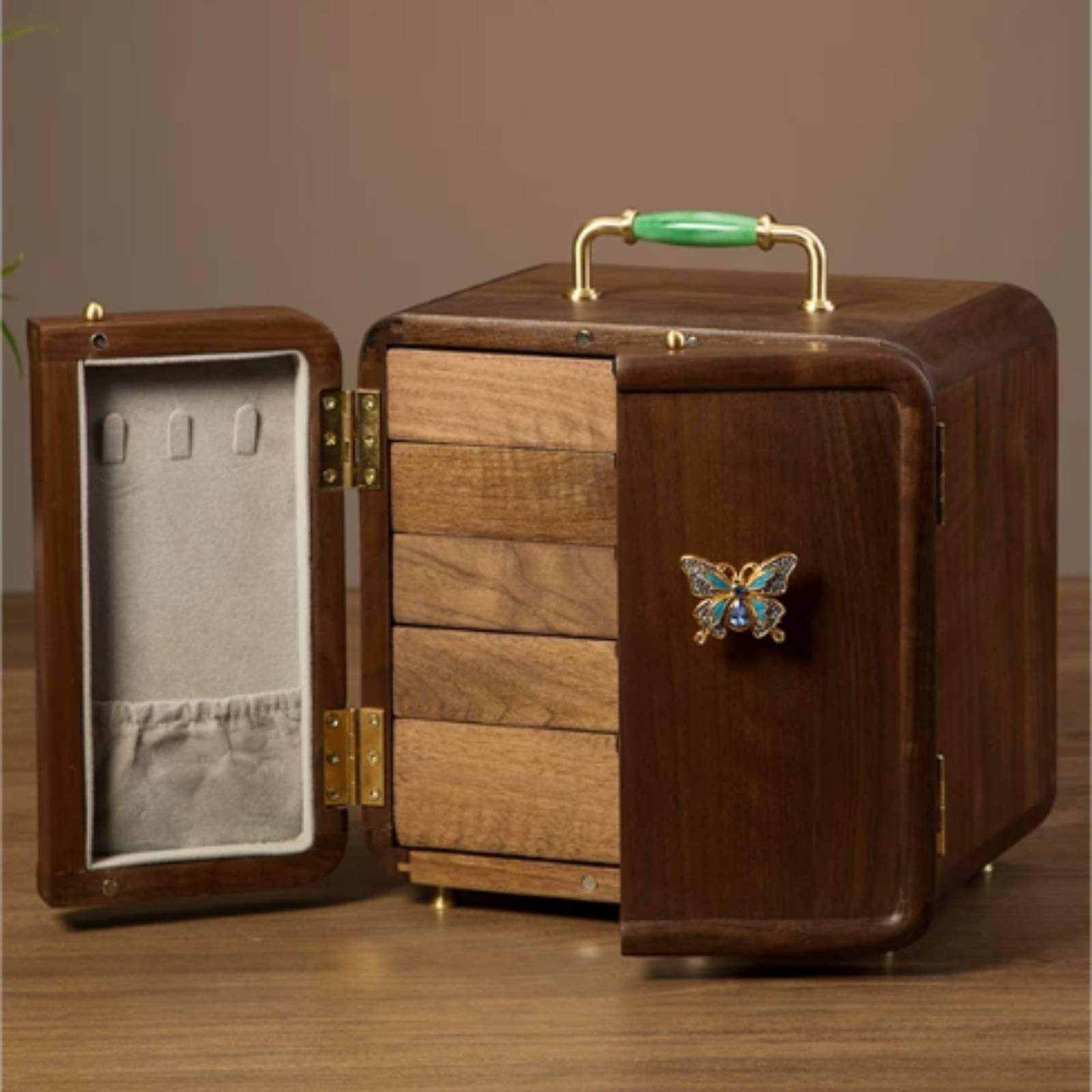 predolo Boîte à Bijoux avec Tiroirs En Bois Coffret à Bijoux Polyvalent Organisateur pour Femmes, Coiffeuse, Chambre